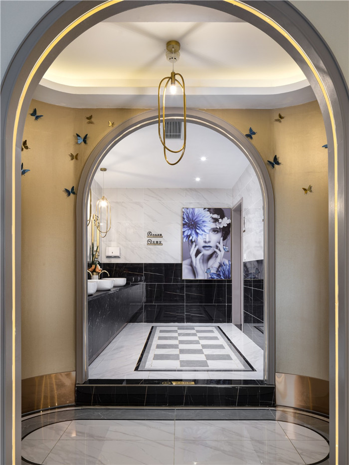 低調奢華風羽妃醫療美容醫院衛生間門廳裝修設計實景圖