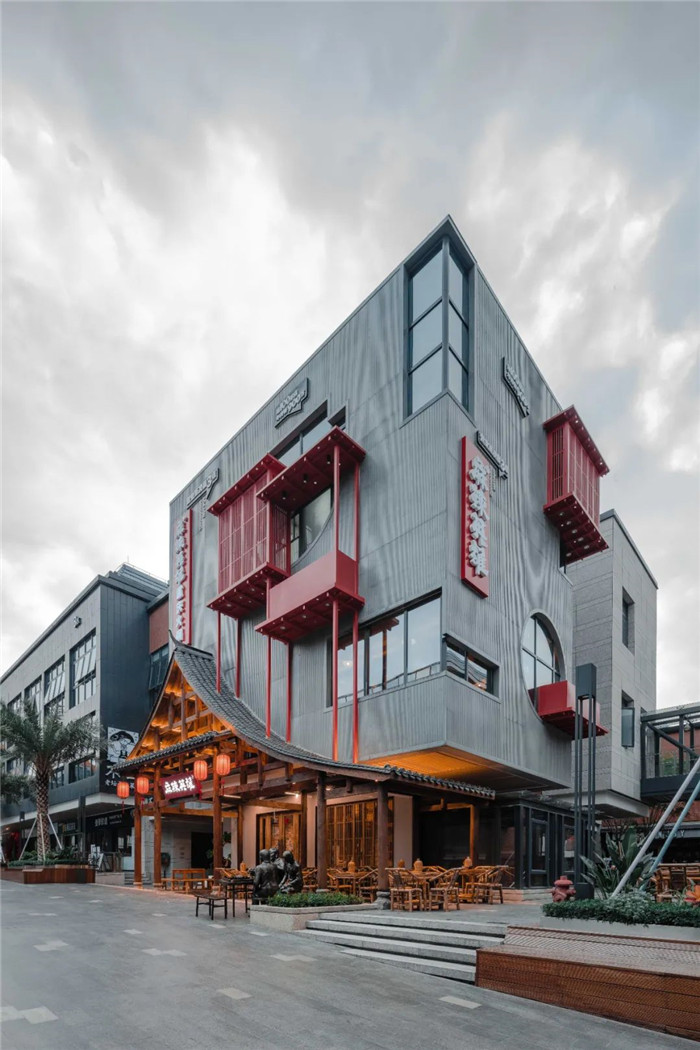 中式連鎖火鍋店裝修   麻辣英雄火鍋店外觀門頭裝修設計方案