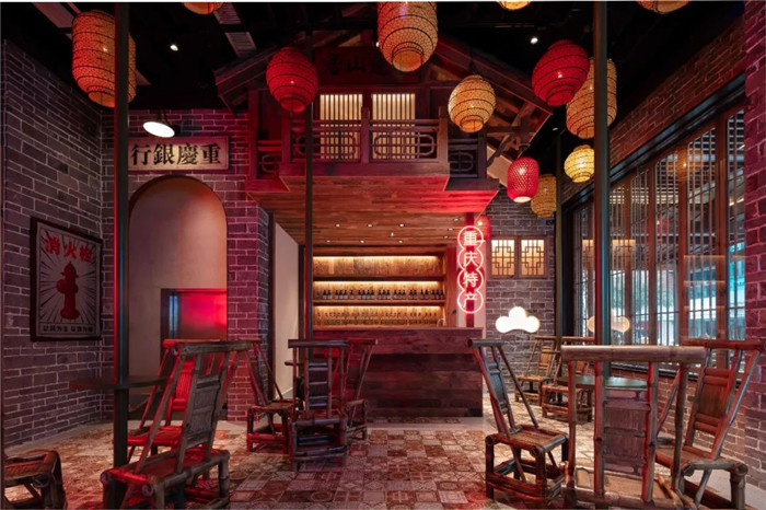 中式連鎖火鍋店裝修   麻辣英雄火鍋店接待大廳裝修設計方案