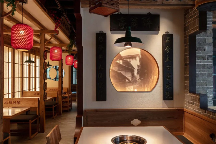 中式連鎖火鍋店裝修   麻辣英雄火鍋店裝修設計方案