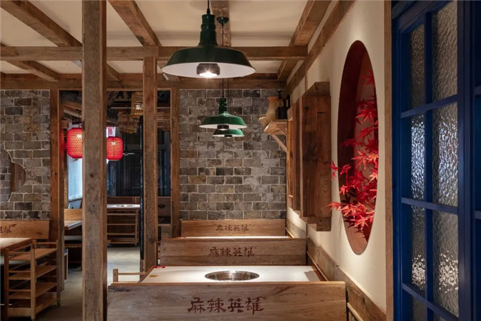 中式連鎖火鍋店裝修   麻辣英雄火鍋店卡座區裝修設計方案