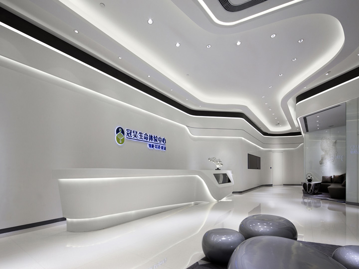 高科技生物公司辦公室前臺&多媒體展廳裝修設計方案