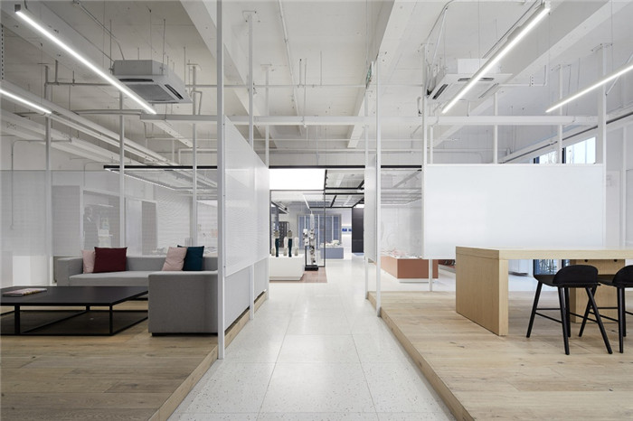 宏鈺堂展廳裝修公司推薦圣東尼紡織材料展廳休閑區裝修設計方案