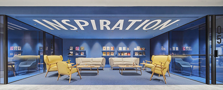 配色很驚艷的金融公司時尚辦公室洽談區裝修設計方案