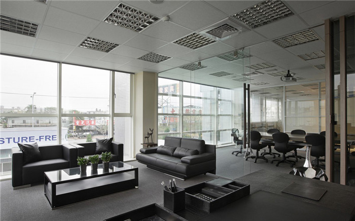 現(xiàn)代通透的清海化工集團(tuán)辦公室接待區(qū)設(shè)計(jì)裝修實(shí)景圖