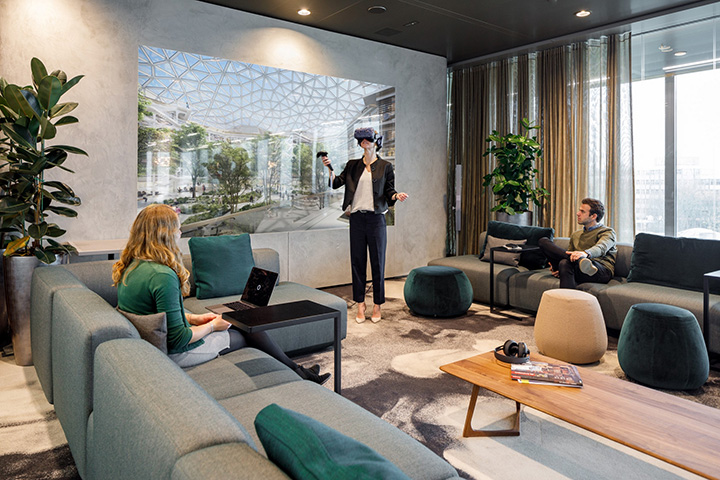 鄭州宏鈺堂推薦地產公司智能化綠色辦公樓小型洽談區裝修案例