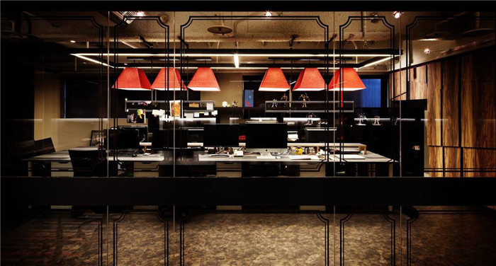 現代古典混搭風平面設計公司辦公室敞開辦公區裝修方案