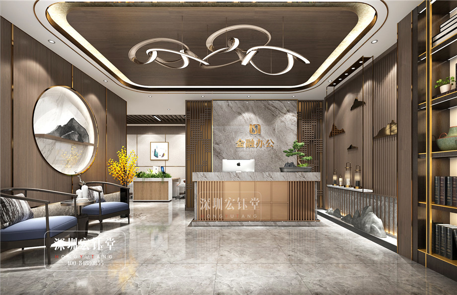 鄭州華融金融中心中式辦公室前臺裝修效果圖 鄭州華融金融中心中式辦公室前臺裝修效果圖