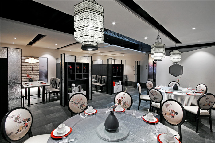 鄭州新中式水墨風中餐廳裝修設計案例
