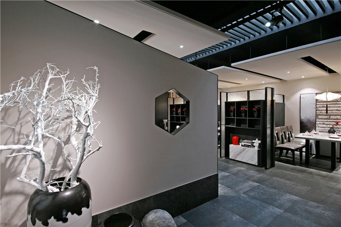 鄭州新中式水墨風中餐廳裝修設計案例