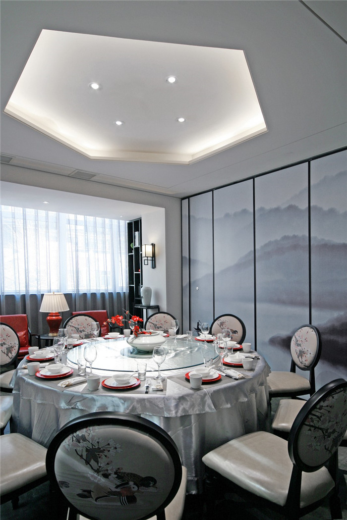 鄭州新中式水墨風中餐廳包房裝修設計方案
