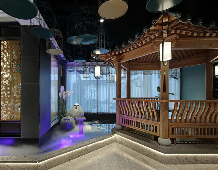 新中式現代混搭風連鎖川菜餐廳水景裝修設計案例