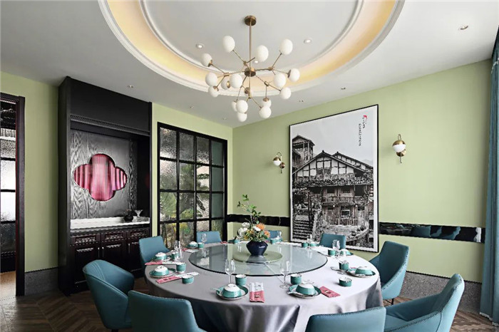 新中式現代混搭風連鎖川菜餐廳包房裝修設計方案