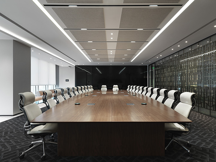 中西合璧混搭風輝瑞醫藥集團總部辦公室會議室裝修實景圖