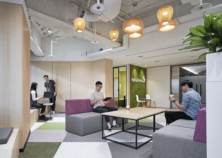 600平清新簡約風生物制藥公司辦公室休閑區裝修設計案例