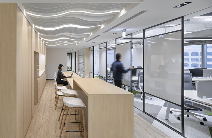 600平清新簡約風生物制藥公司辦公室水吧裝修設計方案