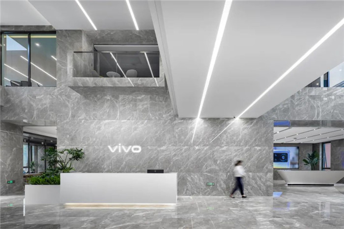 vivo手機北京研發中心獨棟辦公樓接待大廳裝修設計方案