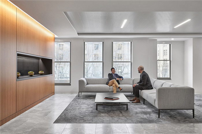 洽談區(qū)裝修設計-現(xiàn)代極簡摩登風金融集團辦公大樓裝修改造設計方案