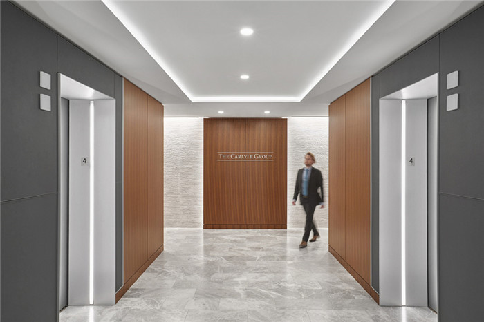 辦公樓電梯廳裝修-現(xiàn)代極簡摩登風金融集團辦公大樓裝修改造設計方案