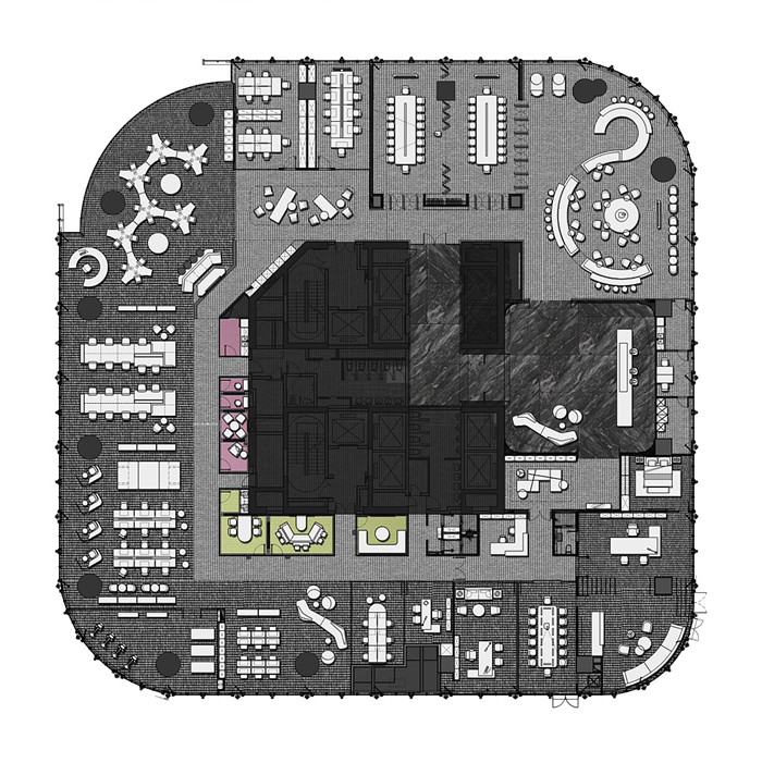 平面規劃設計-綠地集團上海總部辦公室裝修  引領智慧辦公設計風尚