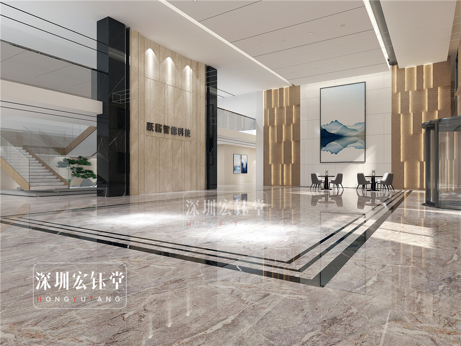 河南躍薪集團(tuán)辦公樓入接待大廳裝修效果圖-鄭州宏鈺堂辦公樓裝修公司 河南躍薪集團(tuán)辦公樓入接待大廳裝修效果圖-鄭州宏鈺堂辦公樓裝修公司