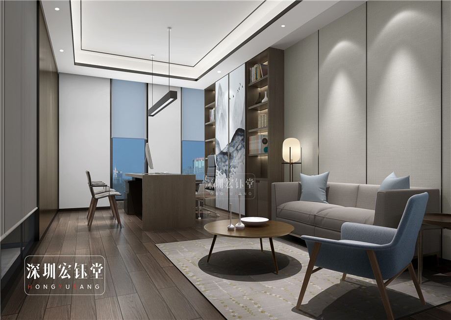 鄭州總經理中式辦公室裝修效果圖-河南融眾辦公樓裝修案例