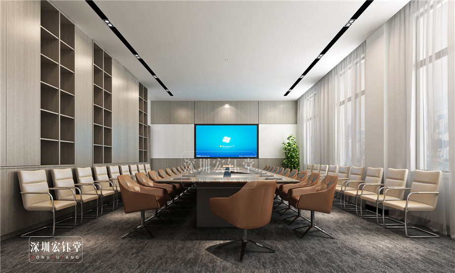 大會議室裝修設計-咖啡廳裝修設計-河南沃牛生物科技辦公樓裝修效果圖