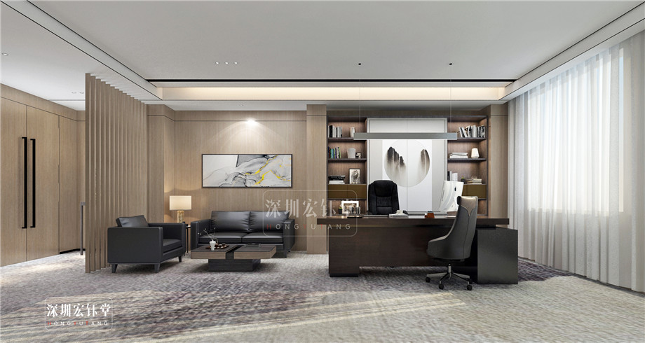 總經理辦公室裝修設計-河南沃牛生物科技辦公樓裝修效果圖