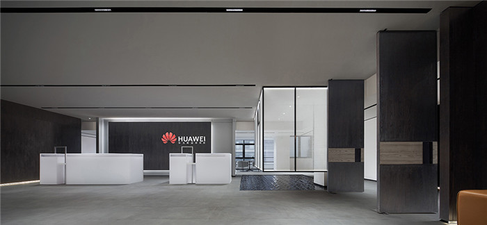 前臺背景接待臺裝修設計-現代極簡工業風華為軟件中心辦公室裝修設計方案 前臺背景接待臺裝修設計-現代極簡工業風華為軟件中心辦公室裝修設計方案