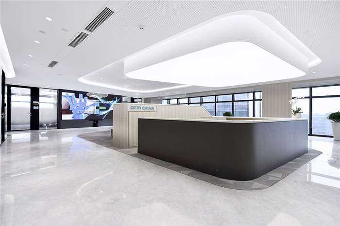 接待吧臺裝修設計-5000平現代風科技公司集團總部辦公裝修設計方案 接待吧臺裝修設計-5000平現代風科技公司集團總部辦公裝修設計方案